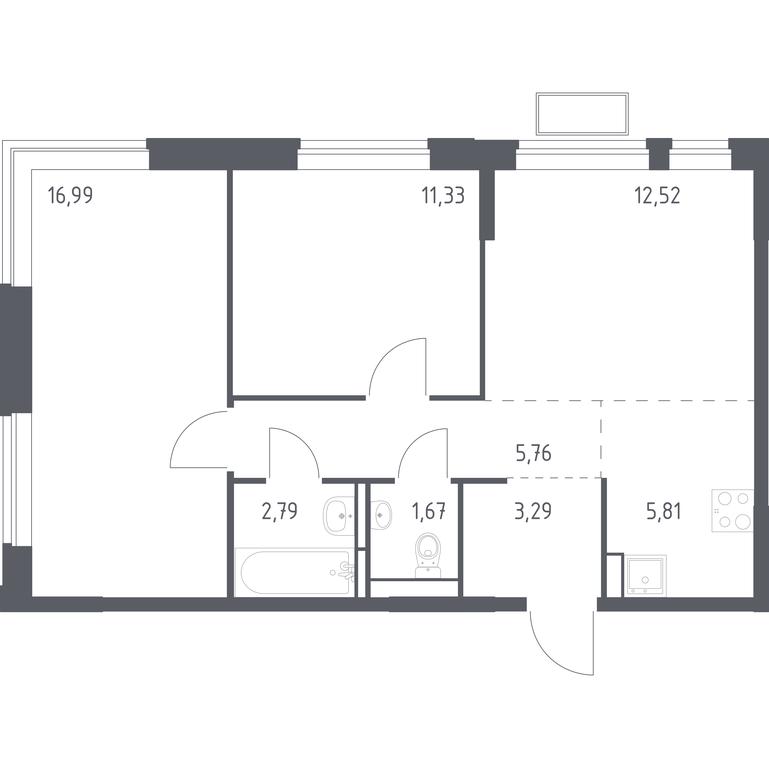 1-BD Apartment Sale, 60.16 sq. m. at Novoe Vidnoe, Kalinovka Village, Leninskiy City District, Moscow Region, Russia #1