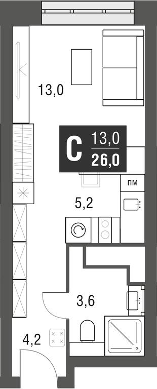 Apartment Sale, 26平方米 at Afi Tower, Serebryakova Drive, 11-13к1, Moscow, Russia #1 Apartment Sale, 26平方米 at Afi Tower, Serebryakova Drive, 11-13к1, Moscow, Russia #1
