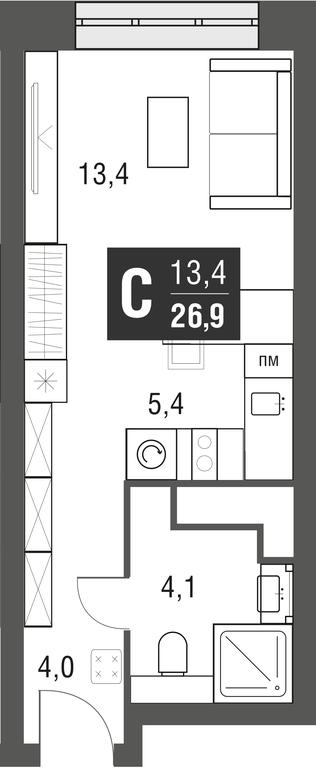 Apartment Sale, 26.9平方米 at Afi Tower, Serebryakova Drive, 11-13к1, Moscow, Russia #1