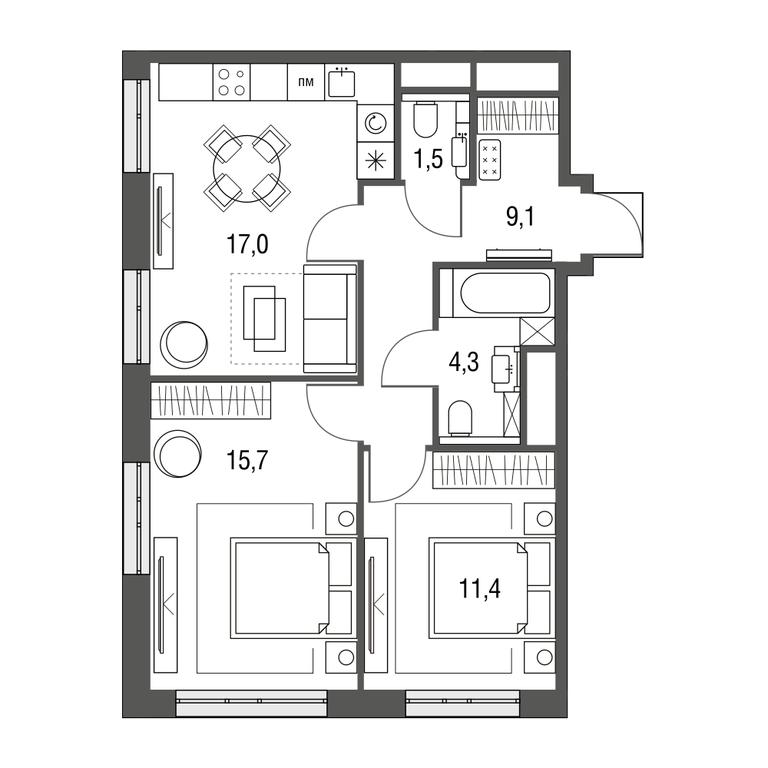 3-BD Apartment Sale, 59平方米 at Sirenevyi Park, Otkrytoye Highway, 20с1, Moscow, Russia #1 3-BD Apartment Sale, 59平方米 at Sirenevyi Park, Otkrytoye Highway, 20с1, Moscow, Russia #1