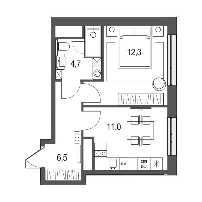 1-BD Apartment Sale, 34.6 sq. m. at Sirenevyi Park, Otkrytoye Highway, 20с1, Moscow, Russia #1