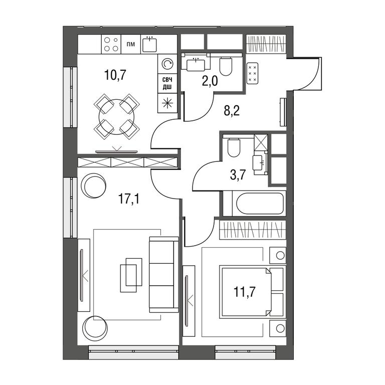 2-BD Apartment Sale, 55.1 sq. m. at Sirenevyi Park, Otkrytoye Highway, 20с1, Moscow, Russia #1