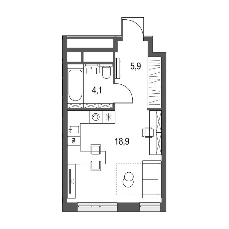 Apartment Sale, 28.6 sq. m. at Sirenevyi Park, Otkrytoye Highway, 20с1, Moscow, Russia #1