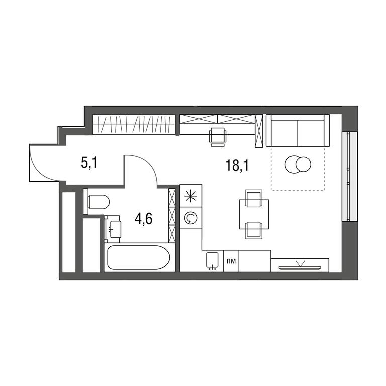Apartment Sale, 28 sq. m. at Sirenevyi Park, Otkrytoye Highway, 20с1, Moscow, Russia #1