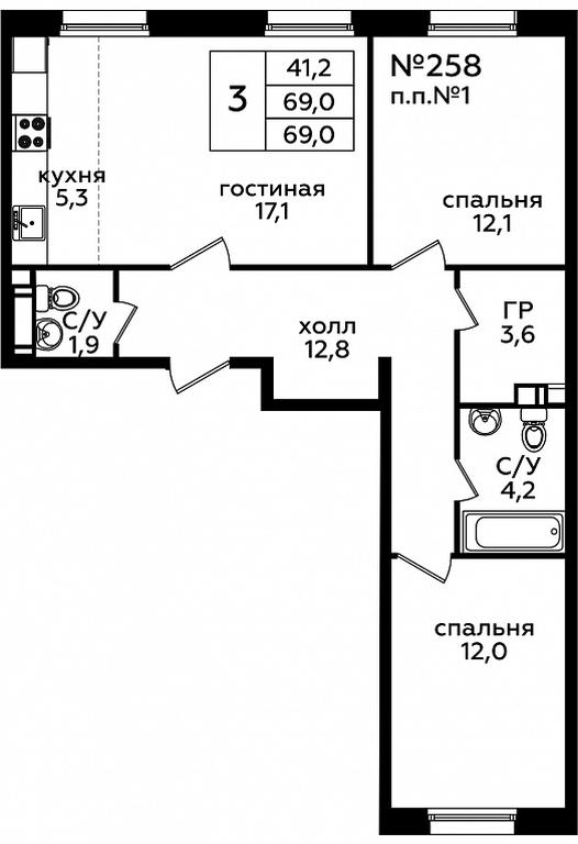 2-BD Apartment Sale, 69 sq. m. at Eko Bunino, prospekt Kuprina, 34к1, Sosenskoye Settlement, Moscow, Russia #1 2-BD Apartment Sale, 69 sq. m. at Eko Bunino, prospekt Kuprina, 34к1, Sosenskoye Settlement, Moscow, Russia #1