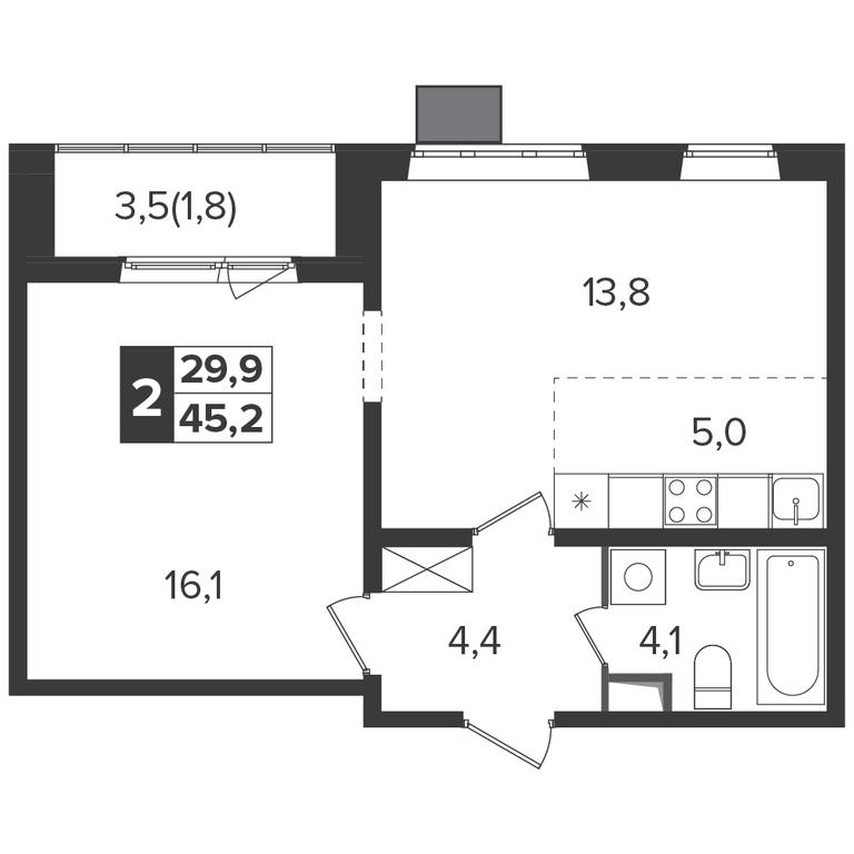 2-BD Apartment Sale, 45.1 sq. m. at Yzhnaya Bitsa, Yuzhnaya Bitsa Residential Complex, posyolok Bittsa, Leninskiy City District, Moscow Region, Russia #1 2-BD Apartment Sale, 45.1 sq. m. at Yzhnaya Bitsa, Yuzhnaya Bitsa Residential Complex, posyolok Bittsa, Leninskiy City District, Moscow Region, Russia #1