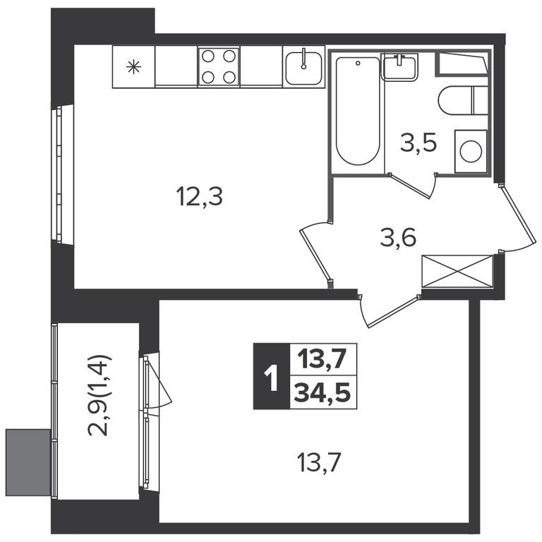 1-BD Apartment Sale, 34.4 sq. m. at Yzhnaya Bitsa, Yuzhnaya Bitsa Residential Complex, posyolok Bittsa, Leninskiy City District, Moscow Region, Russia #1 1-BD Apartment Sale, 34.4 sq. m. at Yzhnaya Bitsa, Yuzhnaya Bitsa Residential Complex, posyolok Bittsa, Leninskiy City District, Moscow Region, Russia #1