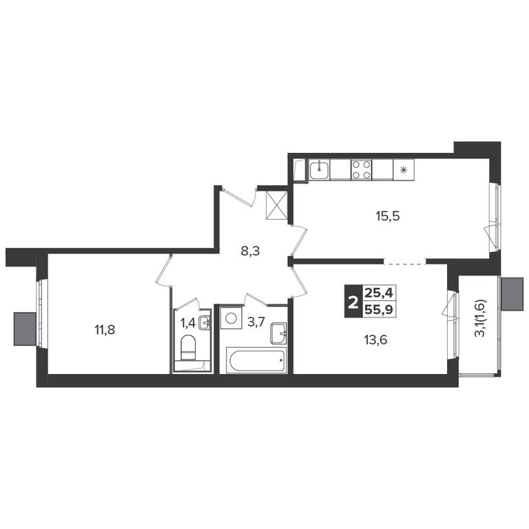 2-BD Apartment Sale, 55.6 sq. m. at Yzhnaya Bitsa, Yuzhnaya Bitsa Residential Complex, posyolok Bittsa, Leninskiy City District, Moscow Region, Russia #2 2-BD Apartment Sale, 55.6 sq. m. at Yzhnaya Bitsa, Yuzhnaya Bitsa Residential Complex, posyolok Bittsa, Leninskiy City District, Moscow Region, Russia #2