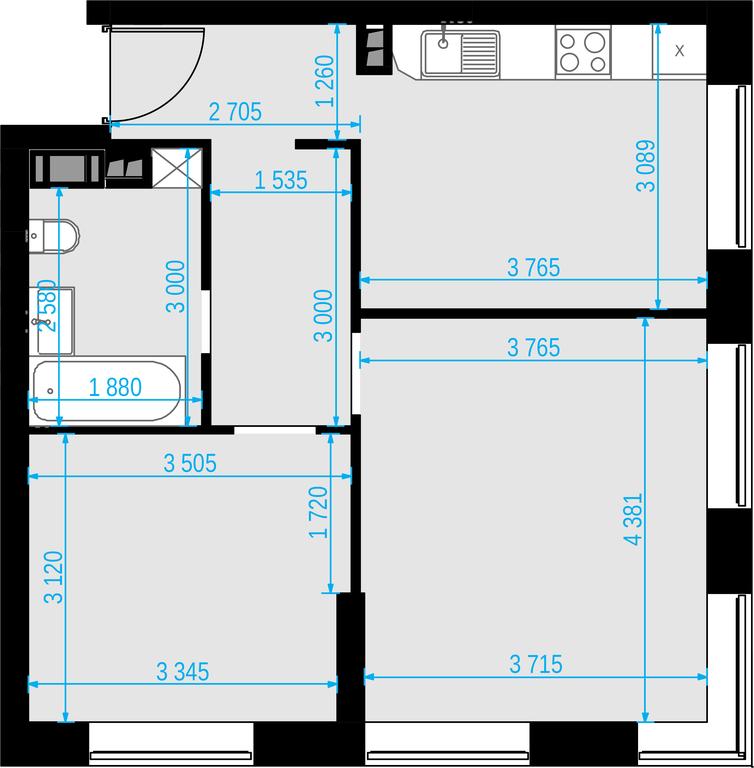 2-BD Apartment Sale, 52.9 sq. m. at Malevich, Otradnaya Street, 8, Moscow, Russia #1 2-BD Apartment Sale, 52.9 sq. m. at Malevich, Otradnaya Street, 8, Moscow, Russia #1