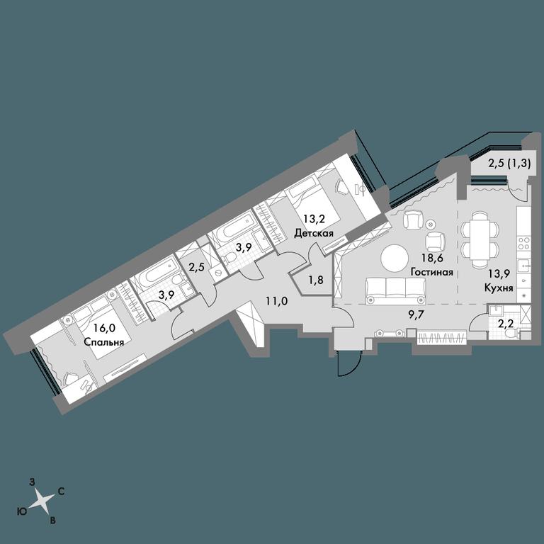 3-BD Apartment Sale, 98平方米 at Arkhitektor, Akademika Volgina Street, 2Д, Moscow, Russia #1