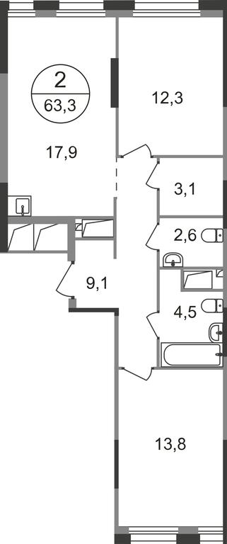 2-BD Apartment Sale, 63.3 sq. m. at Pervyi Moskovskiy, ulitsa Bianki, 1, Moskovskiy, Moscow, Russia #1 2-BD Apartment Sale, 63.3 sq. m. at Pervyi Moskovskiy, ulitsa Bianki, 1, Moskovskiy, Moscow, Russia #1