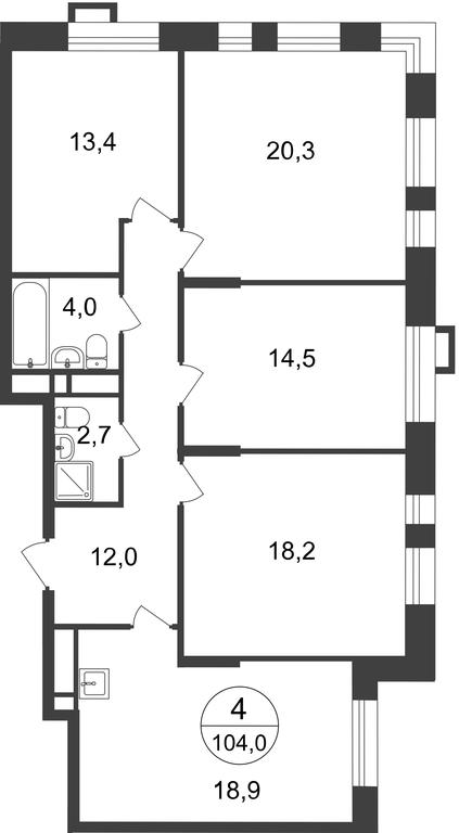 4-BD Apartment Sale, 104 sq. m. at Pervyi Moskovskiy, ulitsa Bianki, 1, Moskovskiy, Moscow, Russia #2 4-BD Apartment Sale, 104 sq. m. at Pervyi Moskovskiy, ulitsa Bianki, 1, Moskovskiy, Moscow, Russia #2