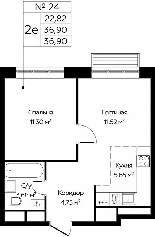 1-BD Apartment Sale, 36.9平方米 at Novograd Pavlino, Kosinskoye shosse, 2, Novoye Pavlino Microdistrict, Balashikha, Moscow Region, Russia #1