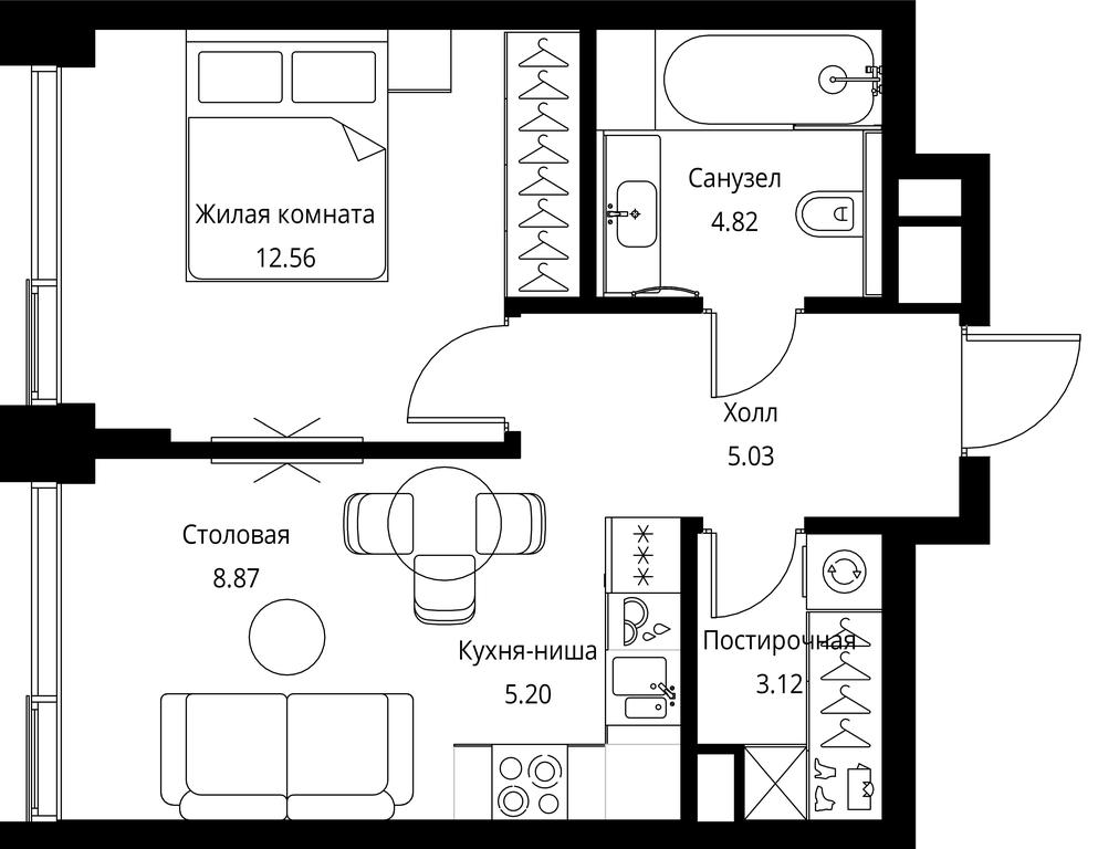 1-BD Apartment Sale, 39.6 sq. m. at City Bay, Volokolamskoye Highway, 95с3, Moscow, Russia #2