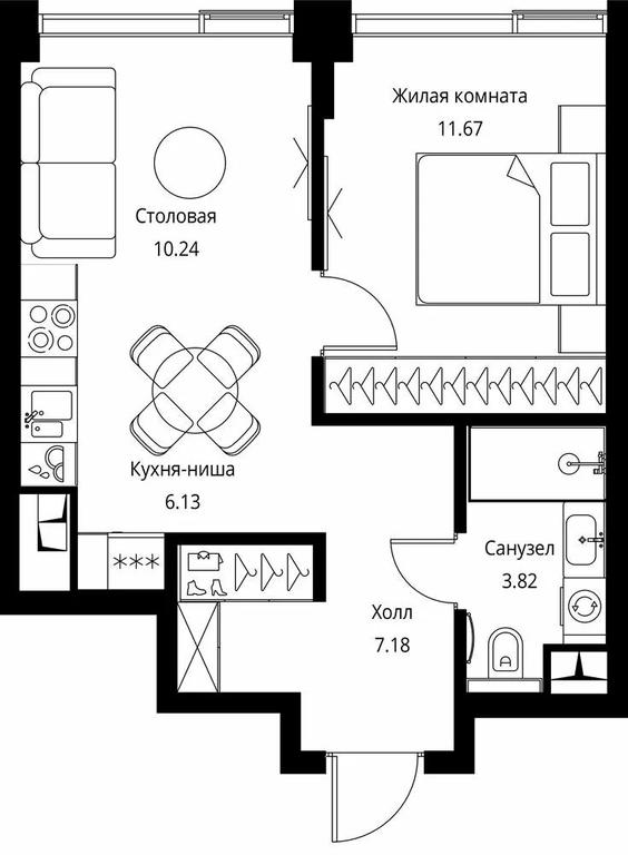 1-BD Apartment Sale, 39.04平方米 at City Bay, Volokolamskoye Highway, 95с3, Moscow, Russia #1 1-BD Apartment Sale, 39.04平方米 at City Bay, Volokolamskoye Highway, 95с3, Moscow, Russia #1