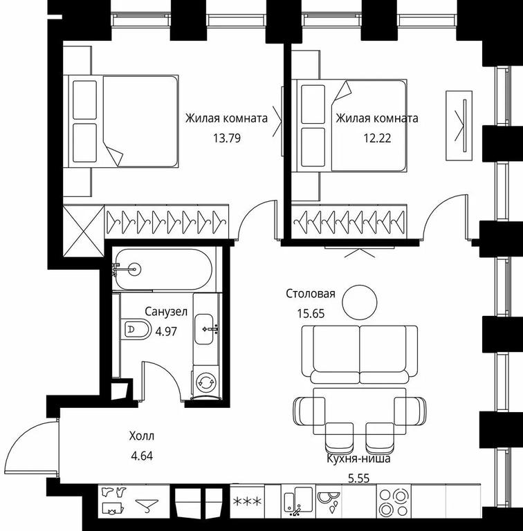 2-BD Apartment Sale, 56.82 sq. m. at City Bay, Volokolamskoye Highway, 95с3, Moscow, Russia #1 2-BD Apartment Sale, 56.82 sq. m. at City Bay, Volokolamskoye Highway, 95с3, Moscow, Russia #1