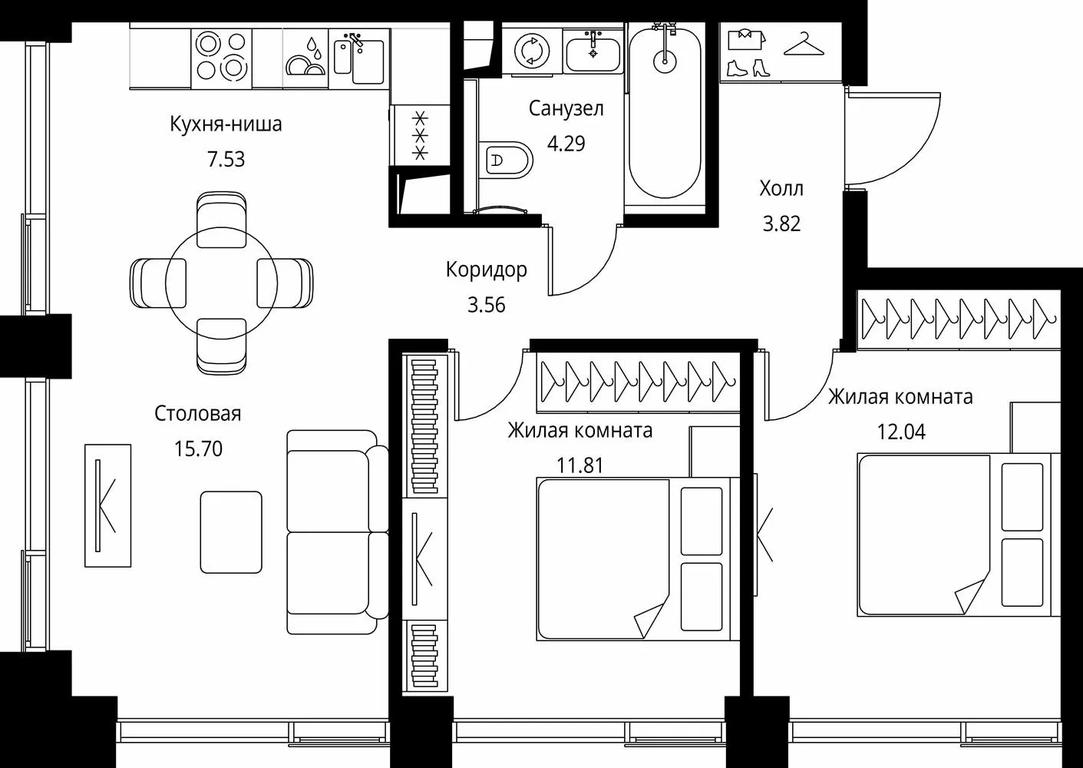 2-BD Apartment Sale, 58.75 sq. m. at City Bay, Volokolamskoye Highway, 95с3, Moscow, Russia #1 2-BD Apartment Sale, 58.75 sq. m. at City Bay, Volokolamskoye Highway, 95с3, Moscow, Russia #1