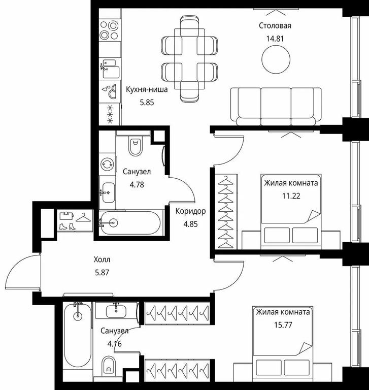 2-BD Apartment Sale, 67.31 sq. m. at City Bay, Volokolamskoye Highway, 95с3, Moscow, Russia #1