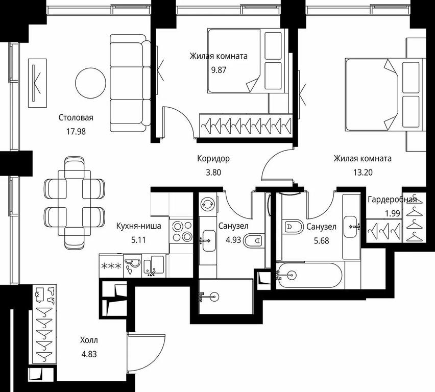 2-BD Apartment Sale, 67.39平方米 at City Bay, Volokolamskoye Highway, 95с3, Moscow, Russia #1 2-BD Apartment Sale, 67.39平方米 at City Bay, Volokolamskoye Highway, 95с3, Moscow, Russia #1