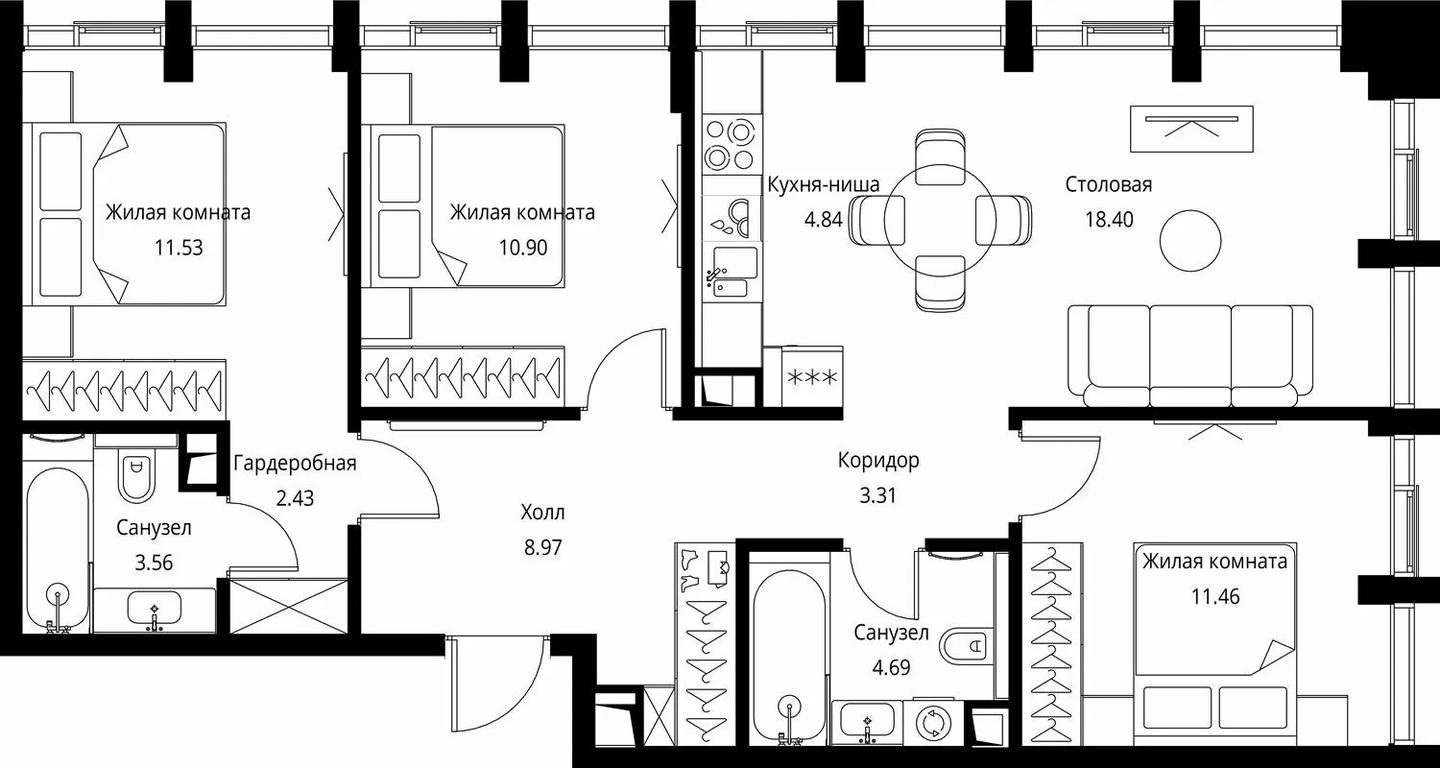 3-BD Apartment Sale, 80.09 sq. m. at City Bay, Volokolamskoye Highway, 95с3, Moscow, Russia #1 3-BD Apartment Sale, 80.09 sq. m. at City Bay, Volokolamskoye Highway, 95с3, Moscow, Russia #1