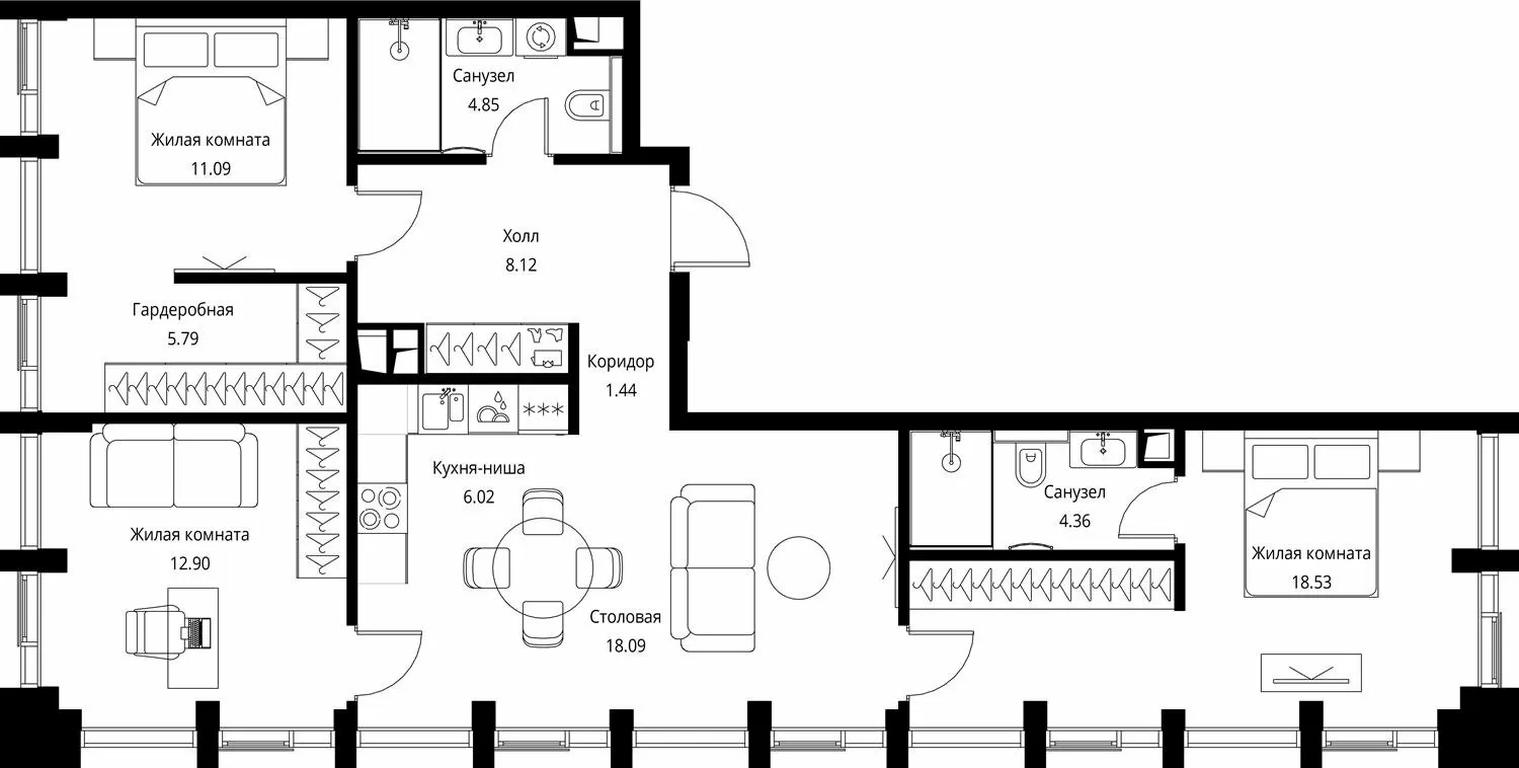 3-BD Apartment Sale, 91.19 sq. m. at City Bay, Volokolamskoye Highway, 95с3, Moscow, Russia #1 3-BD Apartment Sale, 91.19 sq. m. at City Bay, Volokolamskoye Highway, 95с3, Moscow, Russia #1