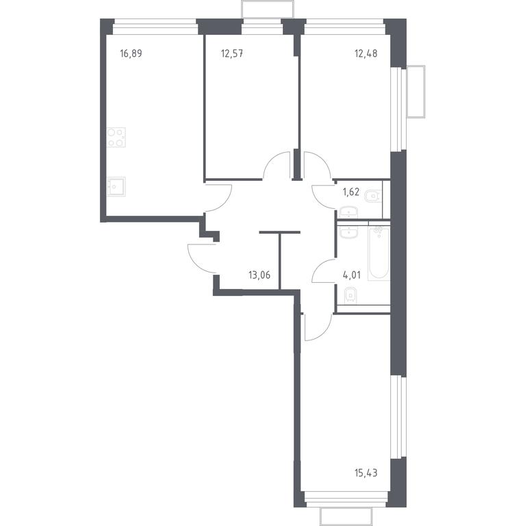 2-BD Apartment Sale, 76.18 sq. m. at Kvartal Strogino, zhiloy kompleks Kvartal Strogino, Krasnogorsk, Moscow Region, Russia #1