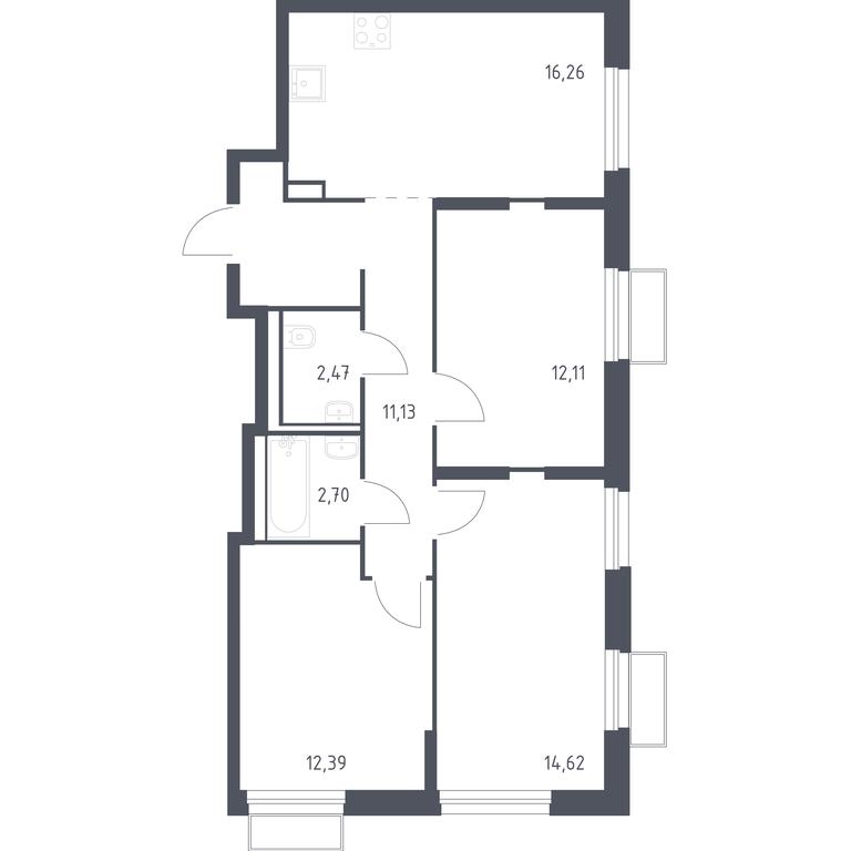 2-BD Apartment Sale, 72.1 sq. m. at Kvartal Strogino, zhiloy kompleks Kvartal Strogino, Krasnogorsk, Moscow Region, Russia #1