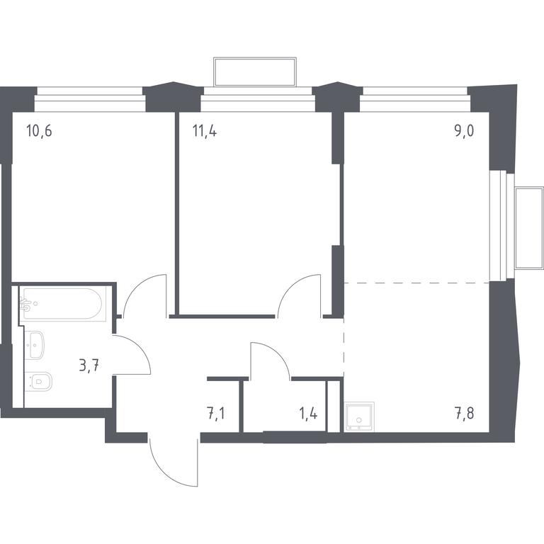 1-BD Apartment Sale, 51.01平方米 at Kvartal Strogino, zhiloy kompleks Kvartal Strogino, Krasnogorsk, Moscow Region, Russia #1