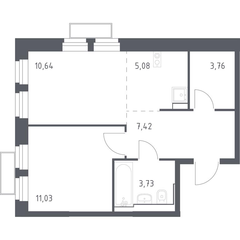 Apartment Sale, 41.9平方米 at Kvartal Strogino, zhiloy kompleks Kvartal Strogino, Krasnogorsk, Moscow Region, Russia #1
