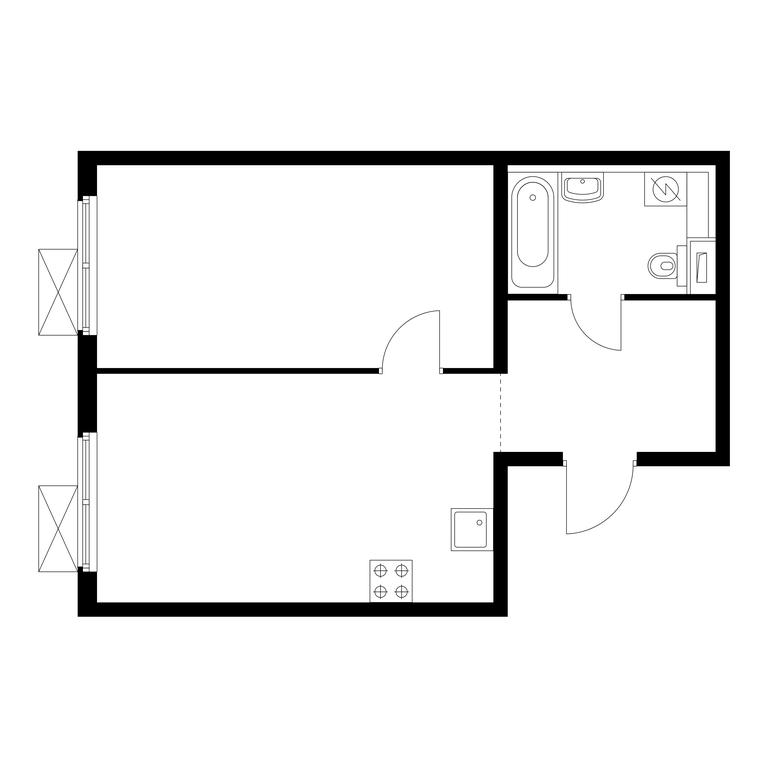 1-BD Apartment Sale, 42.9平方米 at Yunino, Mostotresta Street, 10, Scherbinka, Moscow, Russia #2