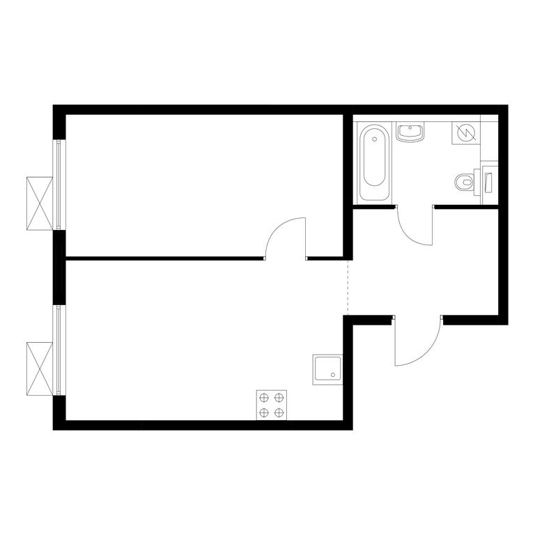 1-BD Apartment Sale, 42.9平方米 at Yunino, Mostotresta Street, 10, Scherbinka, Moscow, Russia #1