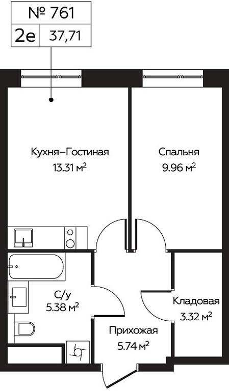 2-BD Apartment Sale, 37.71平方米 at Perets, Pyatnitskoye Highway, 58, Moscow, Russia #1