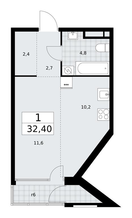Apartment Sale, 32.4平方米 at Dom na Zorge, Zorge Street, 25с2, Moscow, Russia #1