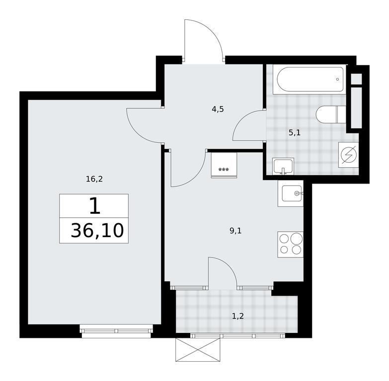 Apartment Sale, 36.1平方米 at Dom na Zorge, Zorge Street, 25с2, Moscow, Russia #1