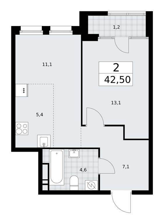 1-BD Apartment Sale, 42.5 sq. m. at Dom na Zorge, Zorge Street, 25с2, Moscow, Russia #1