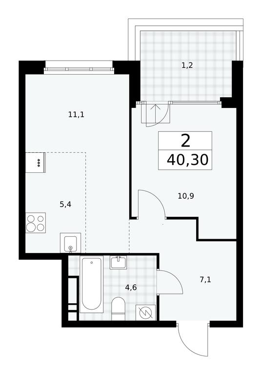 1-BD Apartment Sale, 40.3 sq. m. at Dom na Zorge, Zorge Street, 25с2, Moscow, Russia #1