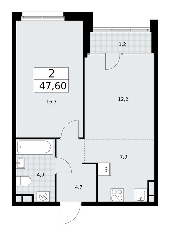 1-BD Apartment Sale, 47.6平方米 at Dom na Zorge, Zorge Street, 25с2, Moscow, Russia #1