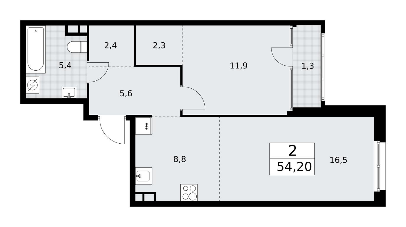 1-BD Apartment Sale, 54.2平方米 at Dom na Zorge, Zorge Street, 25с2, Moscow, Russia #1