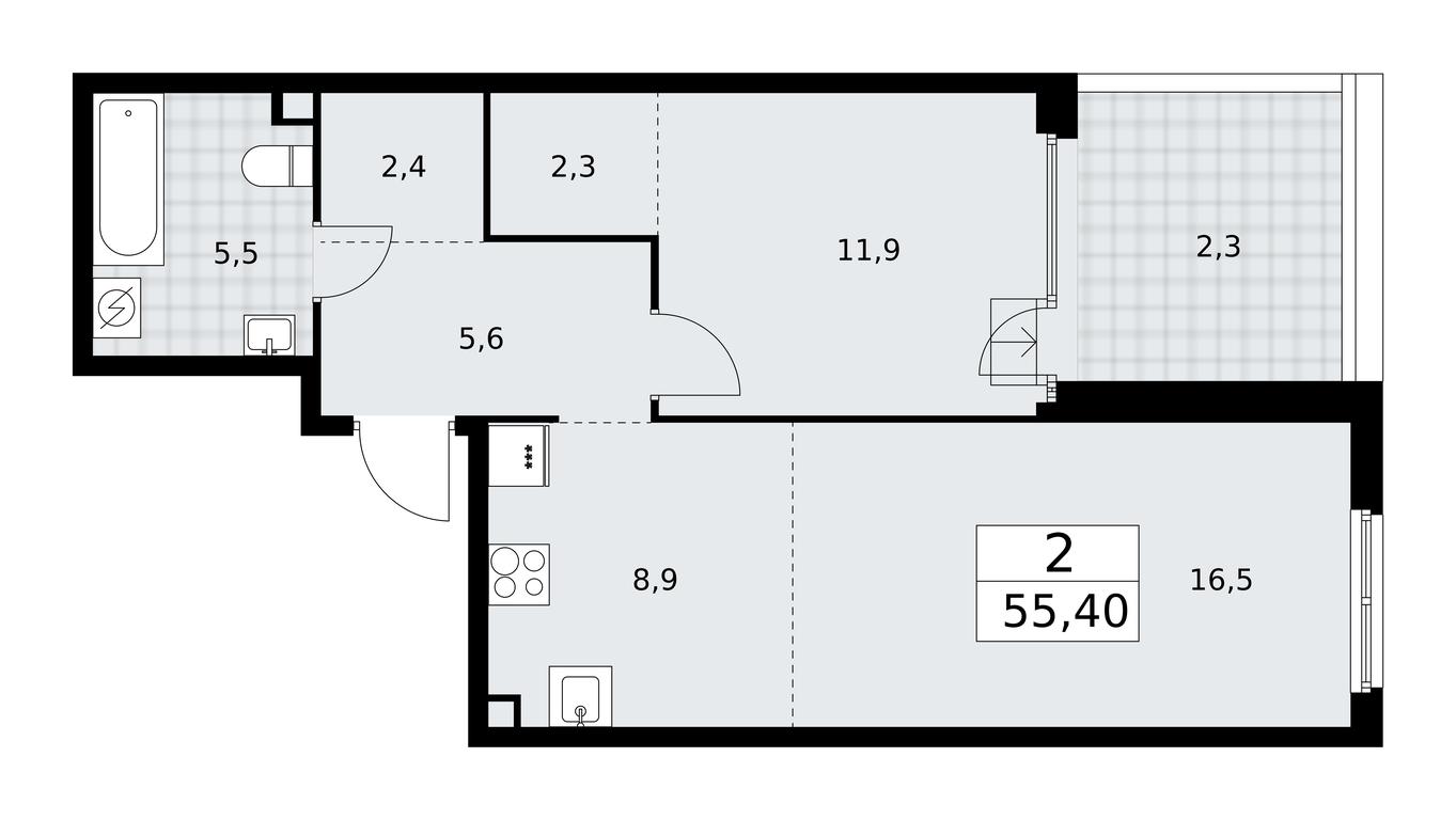 1-BD Apartment Sale, 55.4平方米 at Dom na Zorge, Zorge Street, 25с2, Moscow, Russia #1