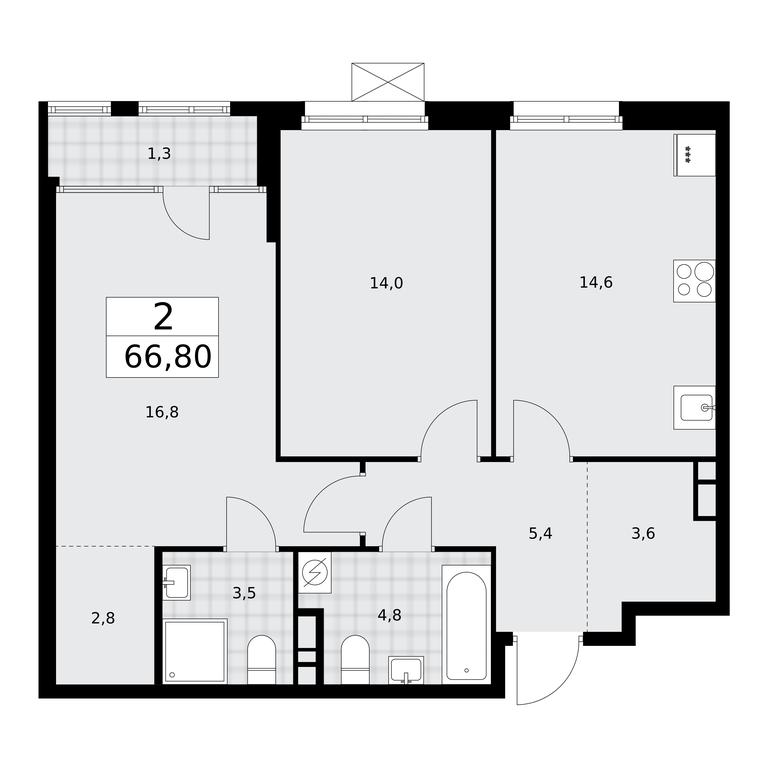 1-BD Apartment Sale, 66.8平方米 at Dom na Zorge, Zorge Street, 25с2, Moscow, Russia #1