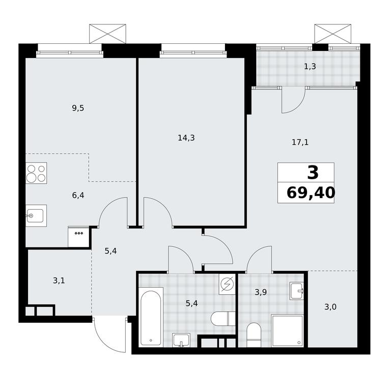 2-BD Apartment Sale, 69.4平方米 at Dom na Zorge, Zorge Street, 25с2, Moscow, Russia #2 2-BD Apartment Sale, 69.4平方米 at Dom na Zorge, Zorge Street, 25с2, Moscow, Russia #2