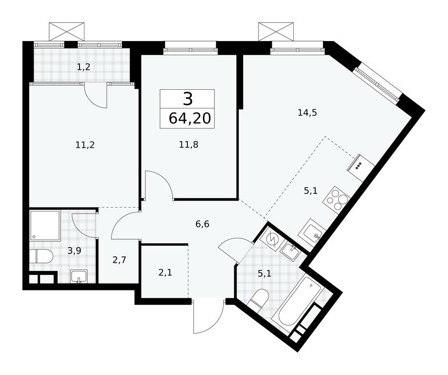2-BD Apartment Sale, 64.2 sq. m. at Dom na Zorge, Zorge Street, 25с2, Moscow, Russia #1 2-BD Apartment Sale, 64.2 sq. m. at Dom na Zorge, Zorge Street, 25с2, Moscow, Russia #1