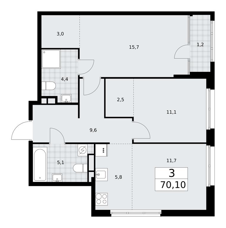 2-BD Apartment Sale, 70.1 sq. m. at Dom na Zorge, Zorge Street, 25с2, Moscow, Russia #1