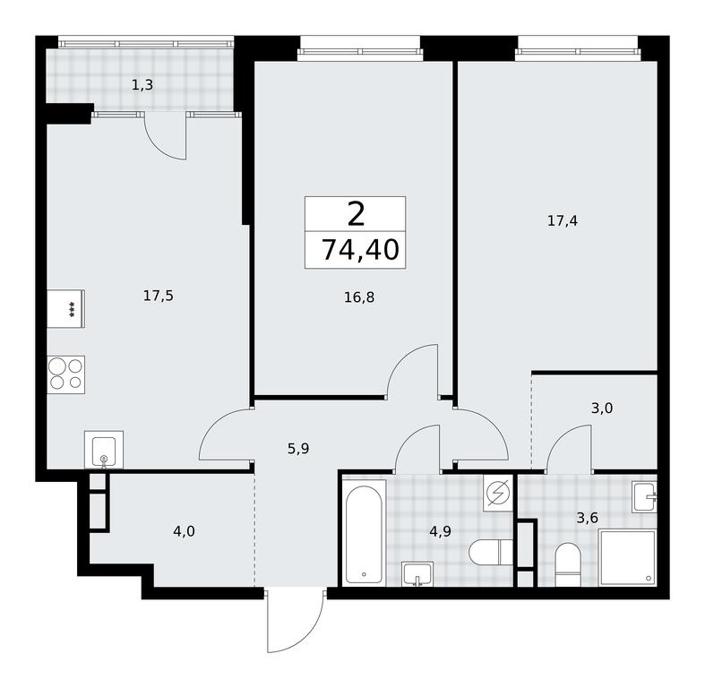 1-BD Apartment Sale, 74.4 sq. m. at Dom na Zorge, Zorge Street, 25с2, Moscow, Russia #1
