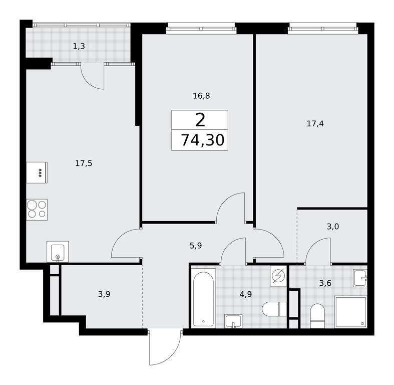 1-BD Apartment Sale, 74.3 sq. m. at Dom na Zorge, Zorge Street, 25с2, Moscow, Russia #1