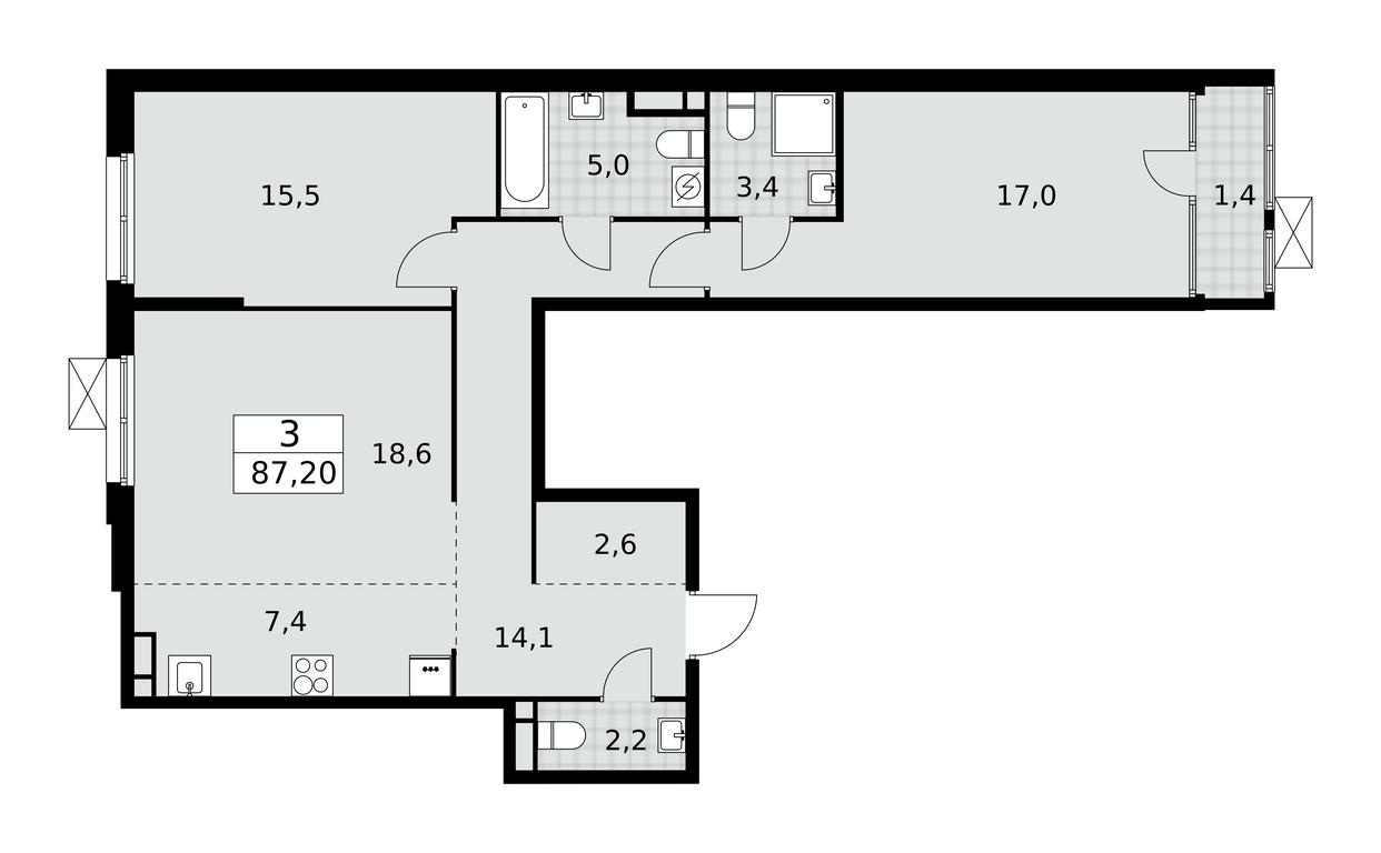 2-BD Apartment Sale, 87.2 sq. m. at Dom na Zorge, Zorge Street, 25с2, Moscow, Russia #1