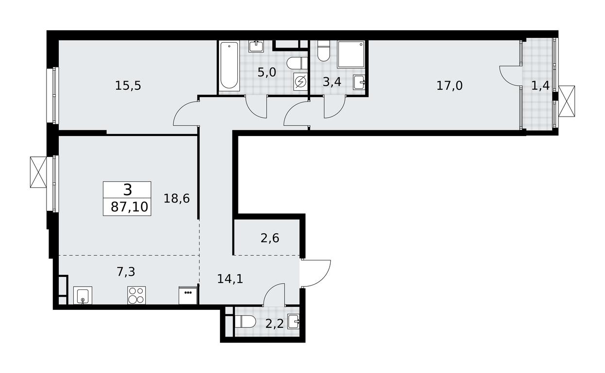 2-BD Apartment Sale, 87.1 sq. m. at Dom na Zorge, Zorge Street, 25с2, Moscow, Russia #1