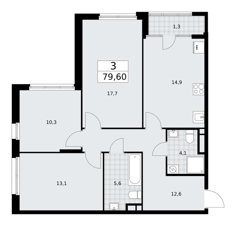 2-BD Apartment Sale, 79.6 sq. m. at Dom na Zorge, Zorge Street, 25с2, Moscow, Russia #1
