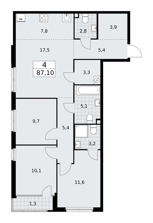 3-BD Apartment Sale, 87.1 sq. m. at Dom na Zorge, Zorge Street, 25с2, Moscow, Russia #1