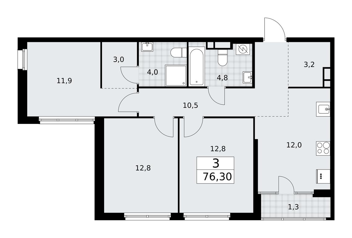 2-BD Apartment Sale, 76.3 sq. m. at Dom na Zorge, Zorge Street, 25с2, Moscow, Russia #1